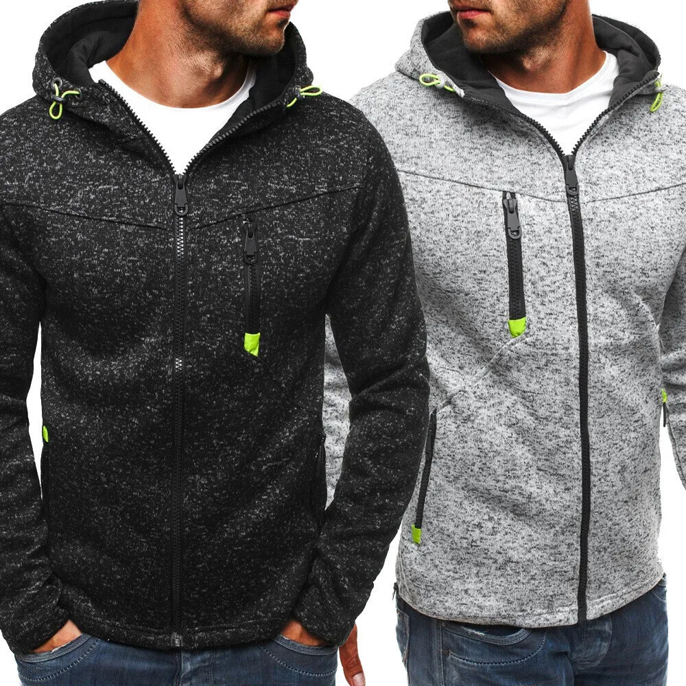 

Autumn and winter new velvet thickened jacket long-sleeved versatile zipper trendy solid color hooded men's sweater men 535