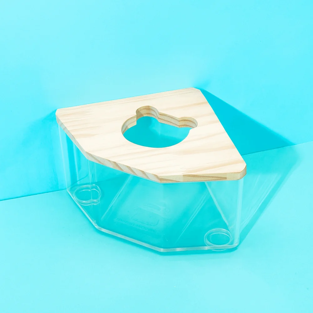 Bañera transparente para hámster, forma de estrella y Luna, caja de baño de arena antifugas para hámster con cubierta, inodoro de baño de oso dorado, limpieza de mascotas