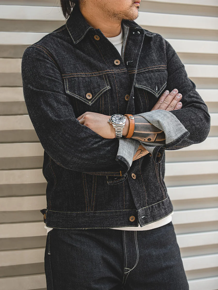 

Классическая мужская джинсовая куртка Maden Slim Fit оригинального цвета в мотоциклетном стиле, осенняя верхняя одежда, модная молодежная куртка с отложным воротником однотонного цвета