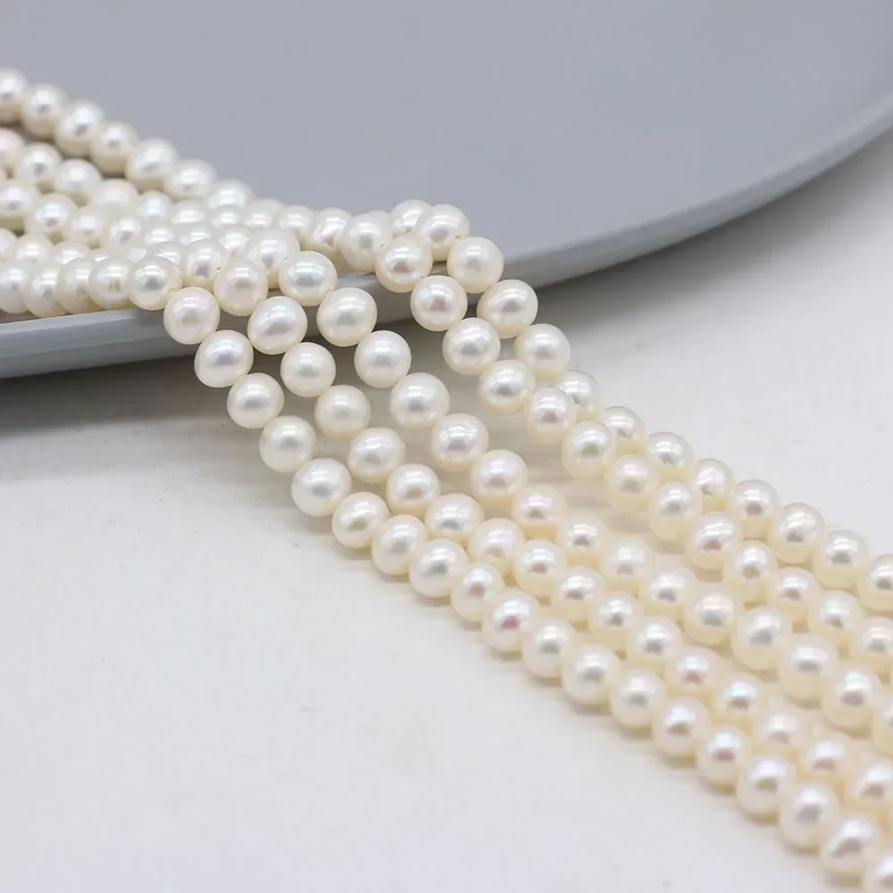 

Natural Freshwater Pearl Beaded 6-7mm Round Shape Punch Loose Spacer Beads for Making Jewelry DIY Bracelet Necklace Accessories