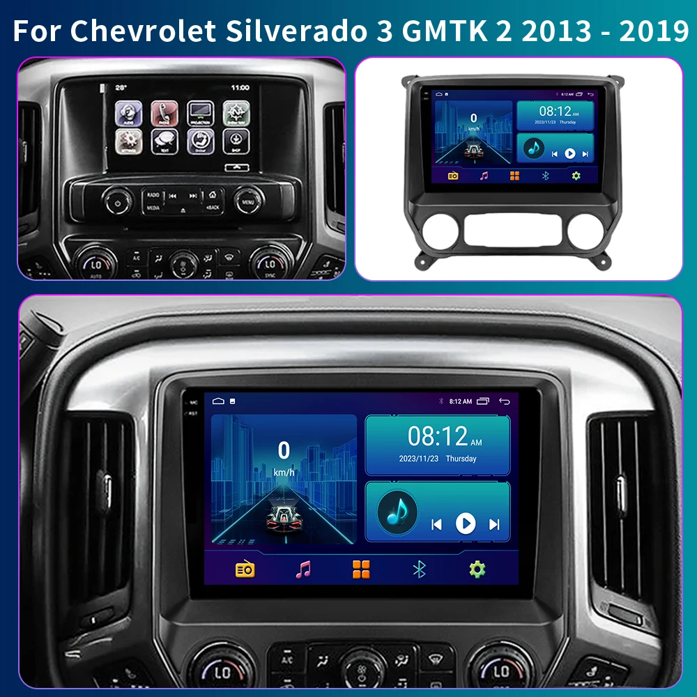 Android 13 Carplay for Chevrolet Silverado GMC Sierra 2014-2018 Car Auto Radio Navigation Stereo GPS Multimedia Video Player 5G