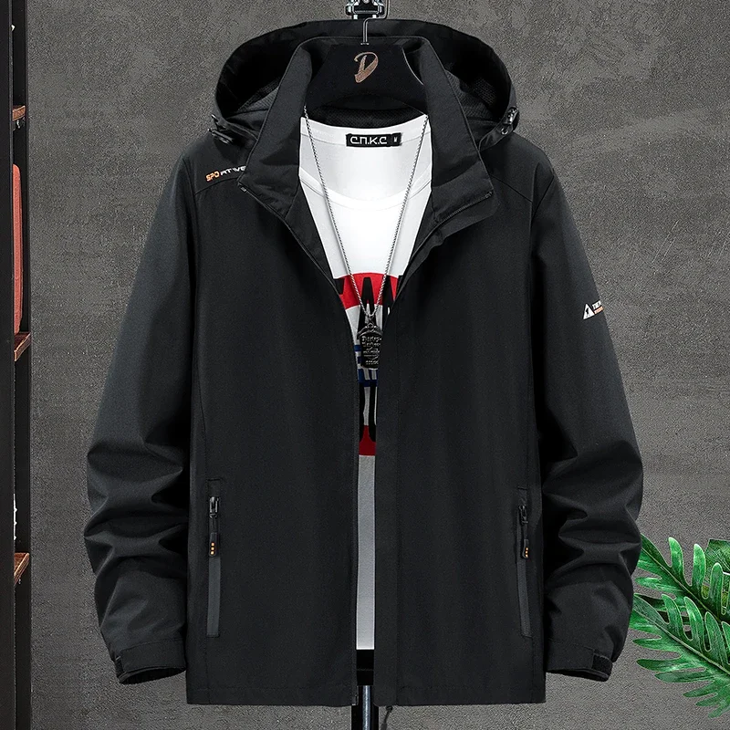 

CASUMANL Brand Spring and Autumn Fashion Sport Black Jacket Men Windbreaker Plus Size Hooded Coat for Man Mountaineering Suit