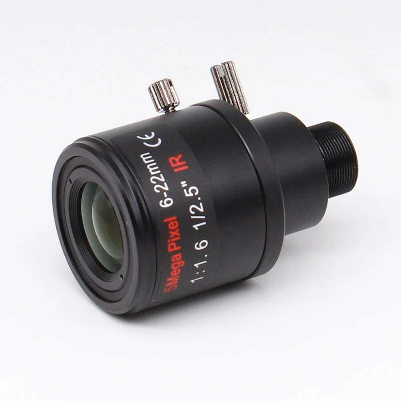 6-22mm 5MP M12 Mount Varifocal Lens F1.6 Manual Zoom Lens High-Definition Network Lens for 5MP Security Cameras B-A23U