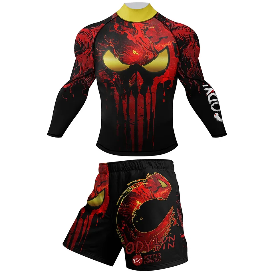 Gym Clothing Men's MMA BJJ Muay Thai Jiu jitsu Boxing Sport Set Tracksuit Workout Fitness Sportswear Training Running Rashguard