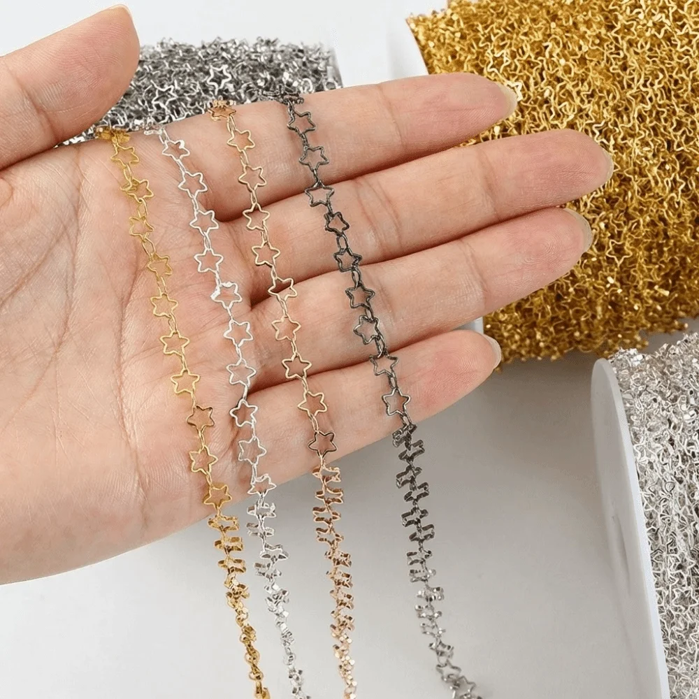 No Fade Copper Chain 1 Meter Length 4/5mm Star Chain Solid Color Electroplating Process Jewelry Making Chain Jewelry DIY Making