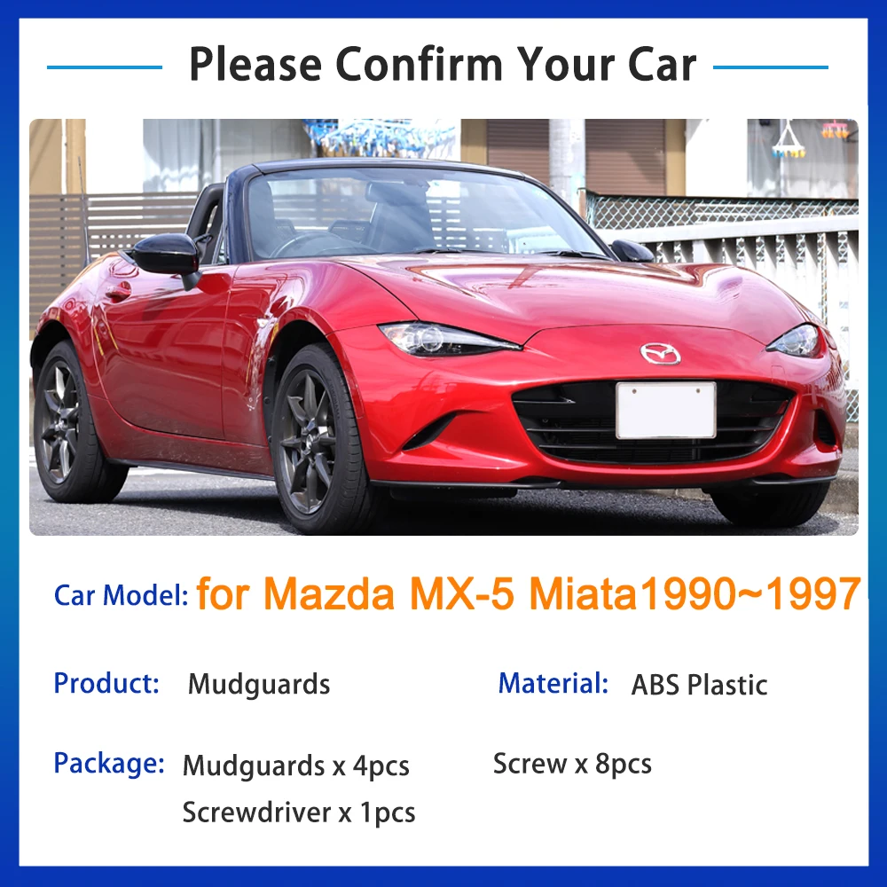 4x Mudguard for Mazda MX-5 MX 5 1993 MX5 Miata NA 1990~1997 Auto Mud Flaps Splash Guards Fender Front Rear Wheel Car Accessories