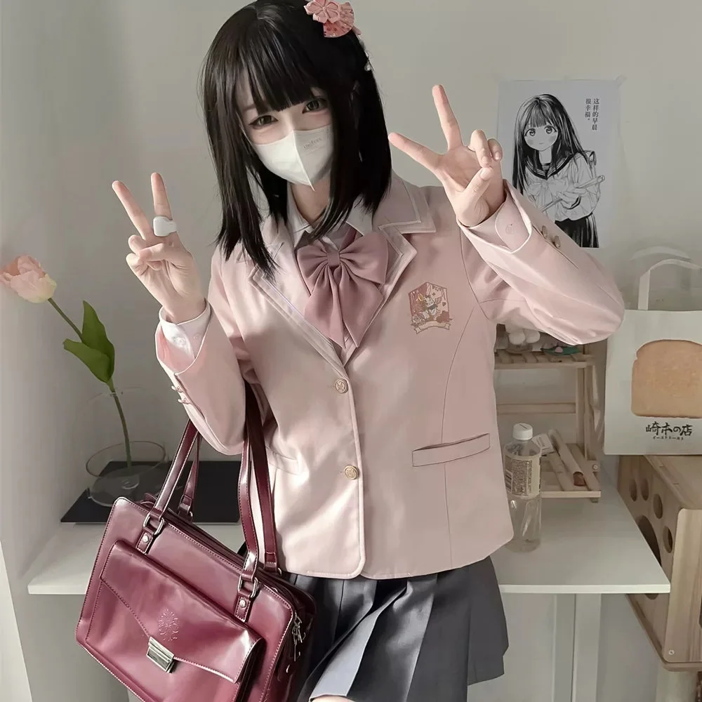 Uniformi scolastiche coreane giapponesi per ragazza Autunno e inverno Giacca lunga rosa JK Cappotto da marinaio Giacca da studente Seifuku Donna