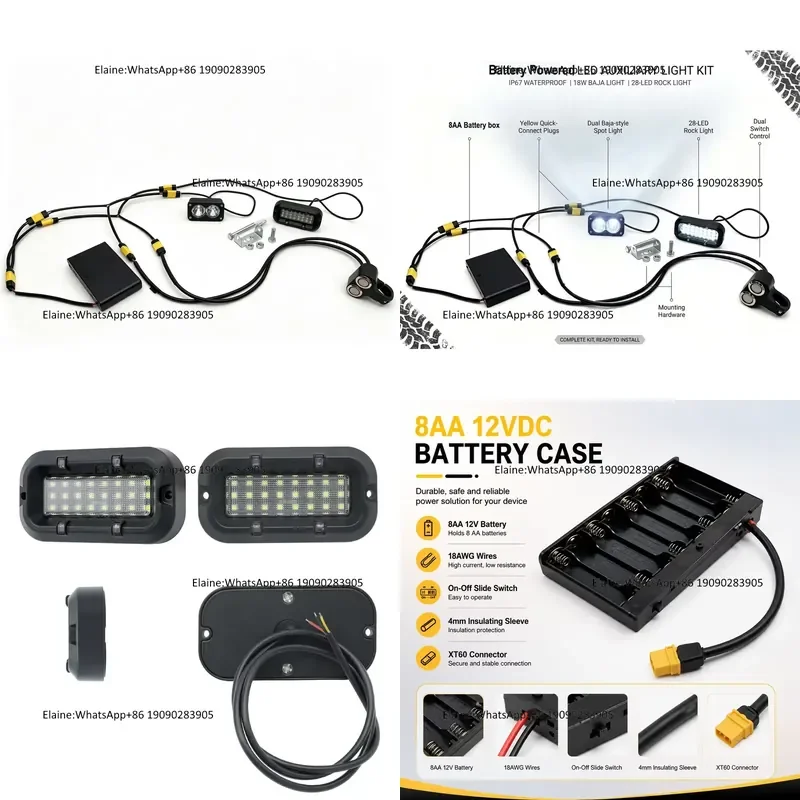 Wintai-Tech Baja Light LED Display Screen Front Headlamp 28 Lens Metal Dual-Button Switch Kit Model RS-36BR for