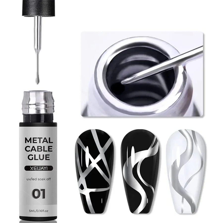 Espelho Metálico Liner Gel Esmalte, Soak Off, LED UV, Manicure, Pintura Graffiti DIY, Verniz Desenho, 10 ml, 5ml