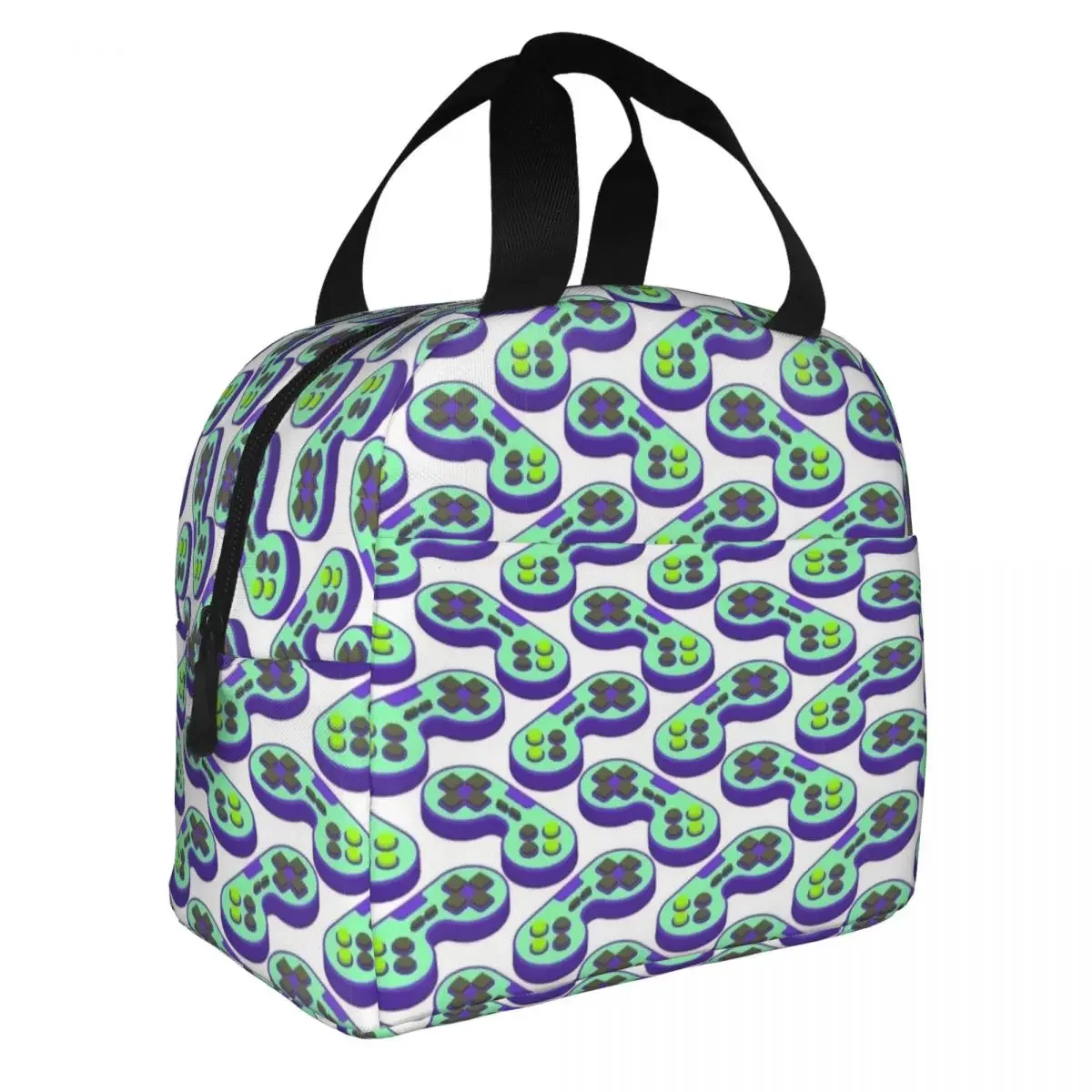 Controller Pattern Joystick  Video Game  Insulated Lunch Bag Thermal  Reusable Tote  Box Food Handbags