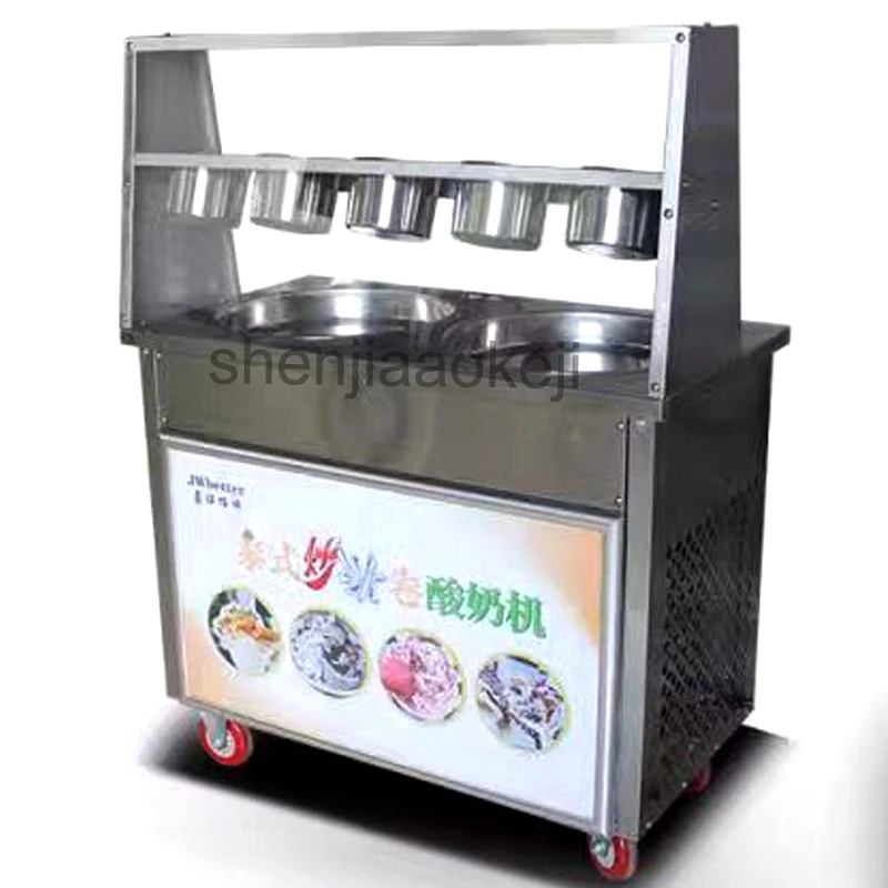 220V 110V Fried yogurt machine Stainless Steel Double pan Fried Ice Cream Maker  fry ice cream roll machine ZB-CBJ21