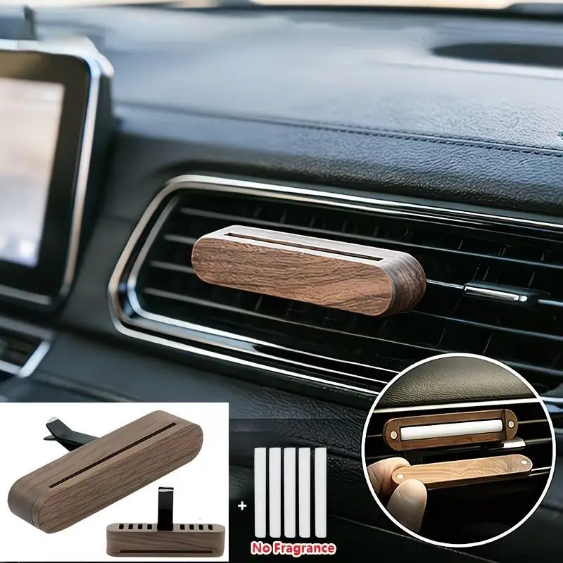 【S】Wood Car Air Vent Diffuser Refillable, Car Fragrance Clip Diffuser, Car Aromatherapy Diffuser Long-Lasting Home Fragrance