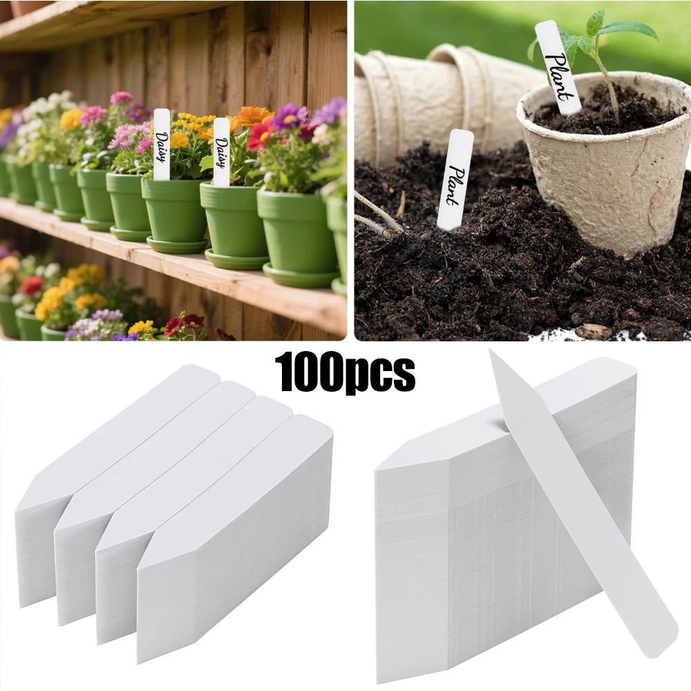 Garden Plant Labels Plant Accessories Flower Pots Waterproof Plastic Plant Tags Nursery Markers Label Tray Mark DIY Tool