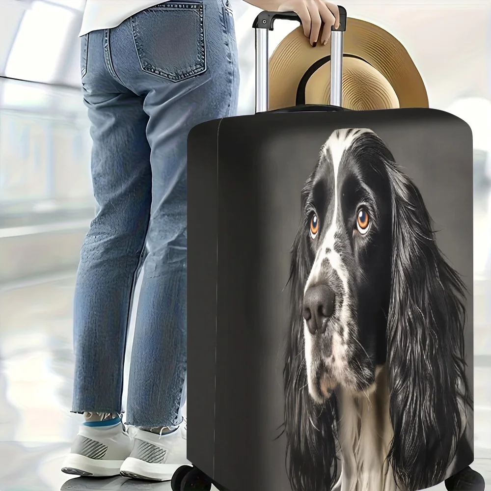 1pc of luggage cover with a black-and-white hound print. Fits 18–32-inch suitcases; effectively protects your luggage
