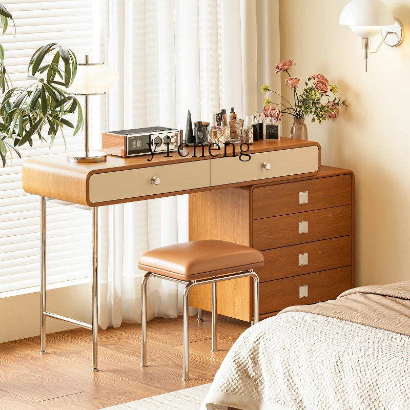 

TQH simple solid wood combination dresser small apartment household bedroom dresser storage and storage integrated makeup table