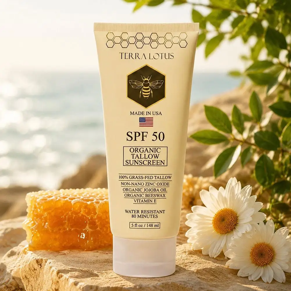 148ml Original Brand TERRALOTUS SPF 50 Organic Tallow Sunscreen Waterproof Beeswax VitaminE Mineral Sunscreen For Face Body Care - view 3