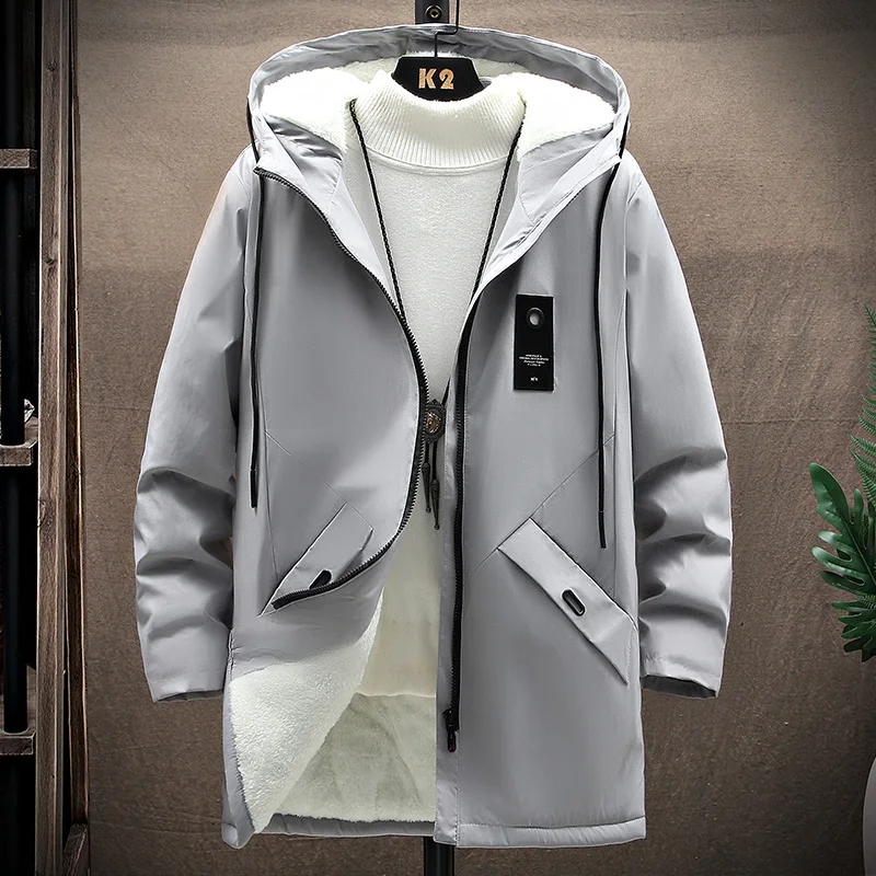 Hooded Plush And Thick Wool Collar Windproof Thick Warm Jacket Parka Coat Men Brand Outwear Fashion Casual Loose Parka Men