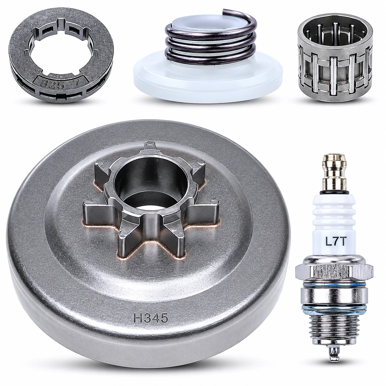 .325 7T Clutch Drum Sprocket Kit & Worm Gear For Husqvarna 340 345 350 445 450 Saw Replaces 578097901 503931801 Spark Plug Set