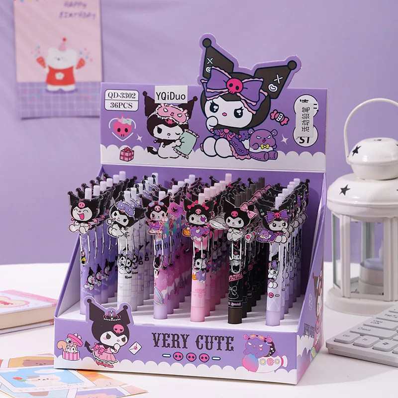 36 pcs/lot Sanrio Kawaii Kuromi Mechanical Pencil Cute 0.5MM Drawing Writing Automatic Pen School Office Supplies