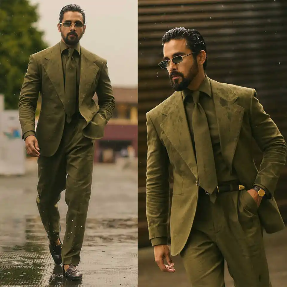 

Classy Wedding Tuxedos Men Suits Slim Fit 2 Pieces Blazer Jacket Pants Single Breasted Formal Business Customized