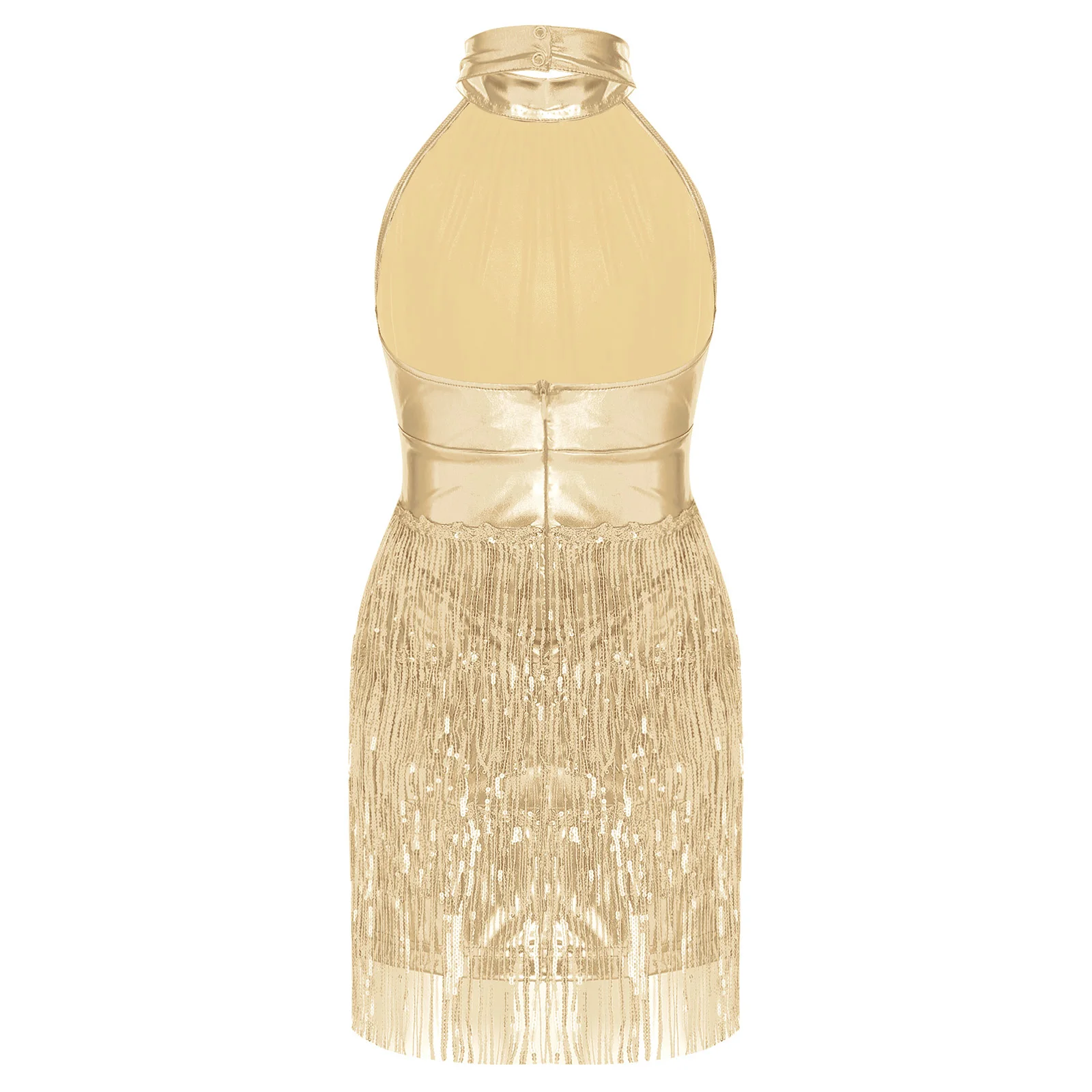 

Metallic Dance Dress Kids Tassel Sequined Stage Performance Dancewear Shiny Bodycon Dress Prom Gown for Girls Carnival Costume