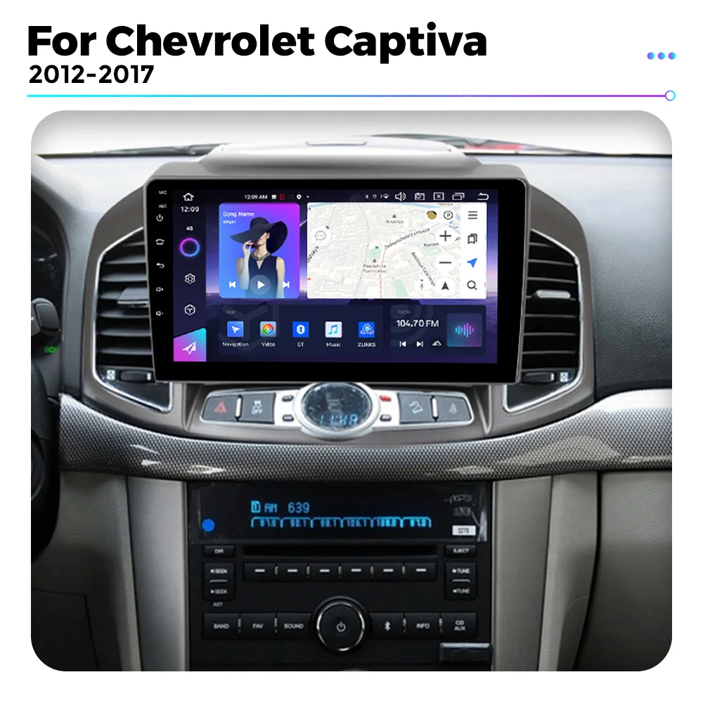 2K 10-Inch QLED Android Auto Wireless Carplay All in one For Chevrolet Captiva 1 2012-2017 GPS Multimedia Player 2 Din Car Radio