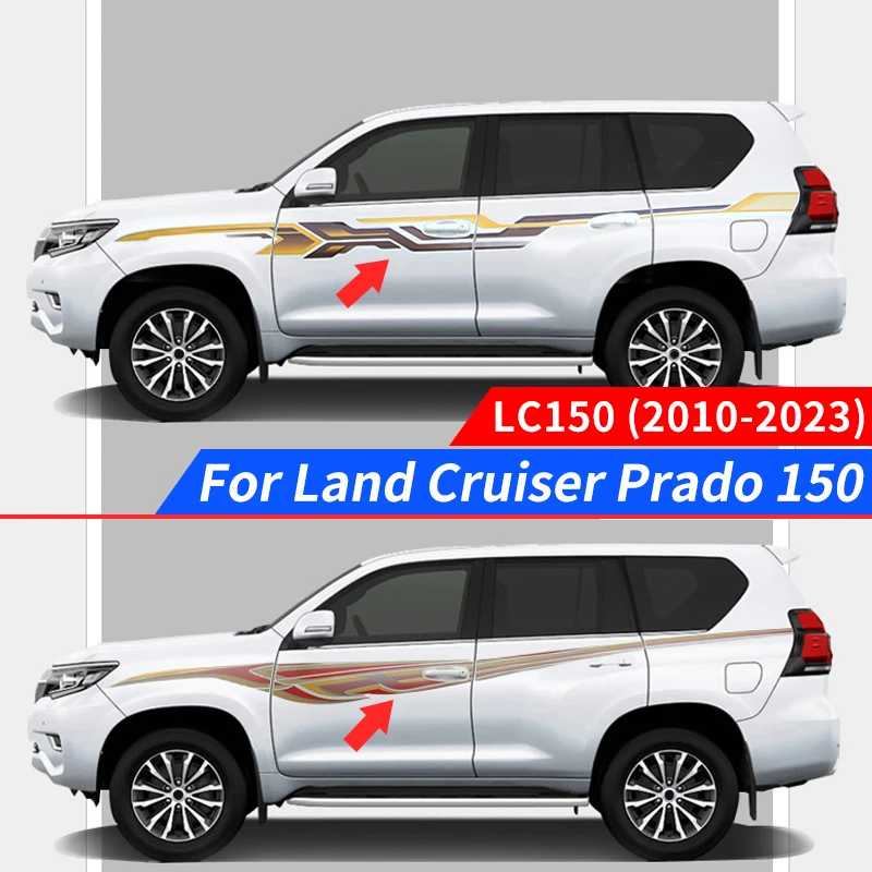 

For Toyota Prado 150 2010-2022 Body Stripes Kit, UV-Resistant Gloss Vinyl Waistline Decals Protective Car Wrap