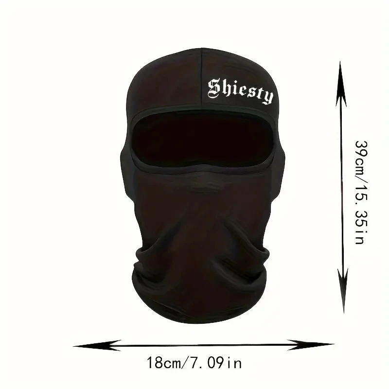 1PC Gothic Letter Printed Ski Mask Hip Hop Unisex Balaclava Hat Elastic Breathable Neck Gaiter UV Protection Sunscreen Face Mask