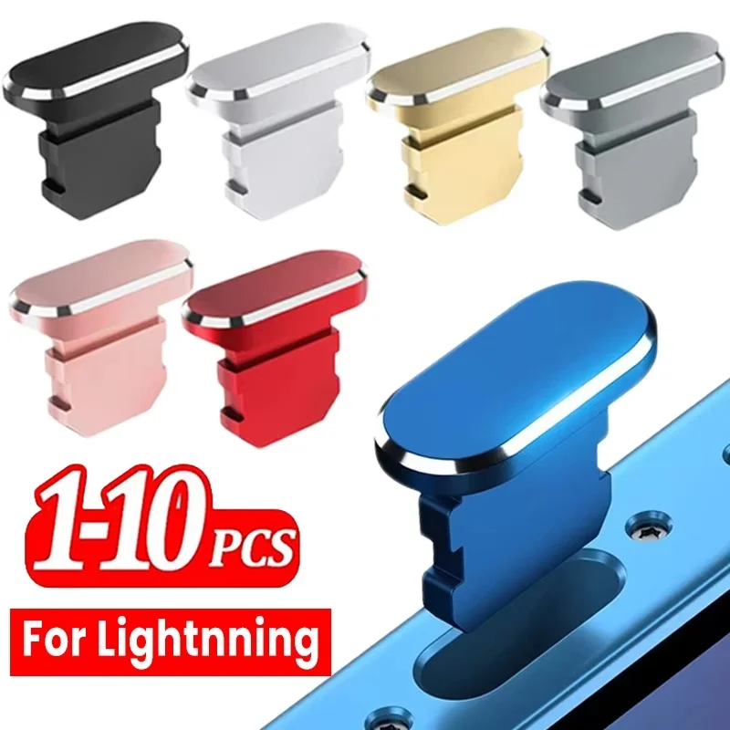 2-10Pcs Aluminum Alloy Metal Dust Plug Charging Port Dust Plug For iPhone 14 13 12 Pro Max Plus Anti Dust Plug Phone Accessories