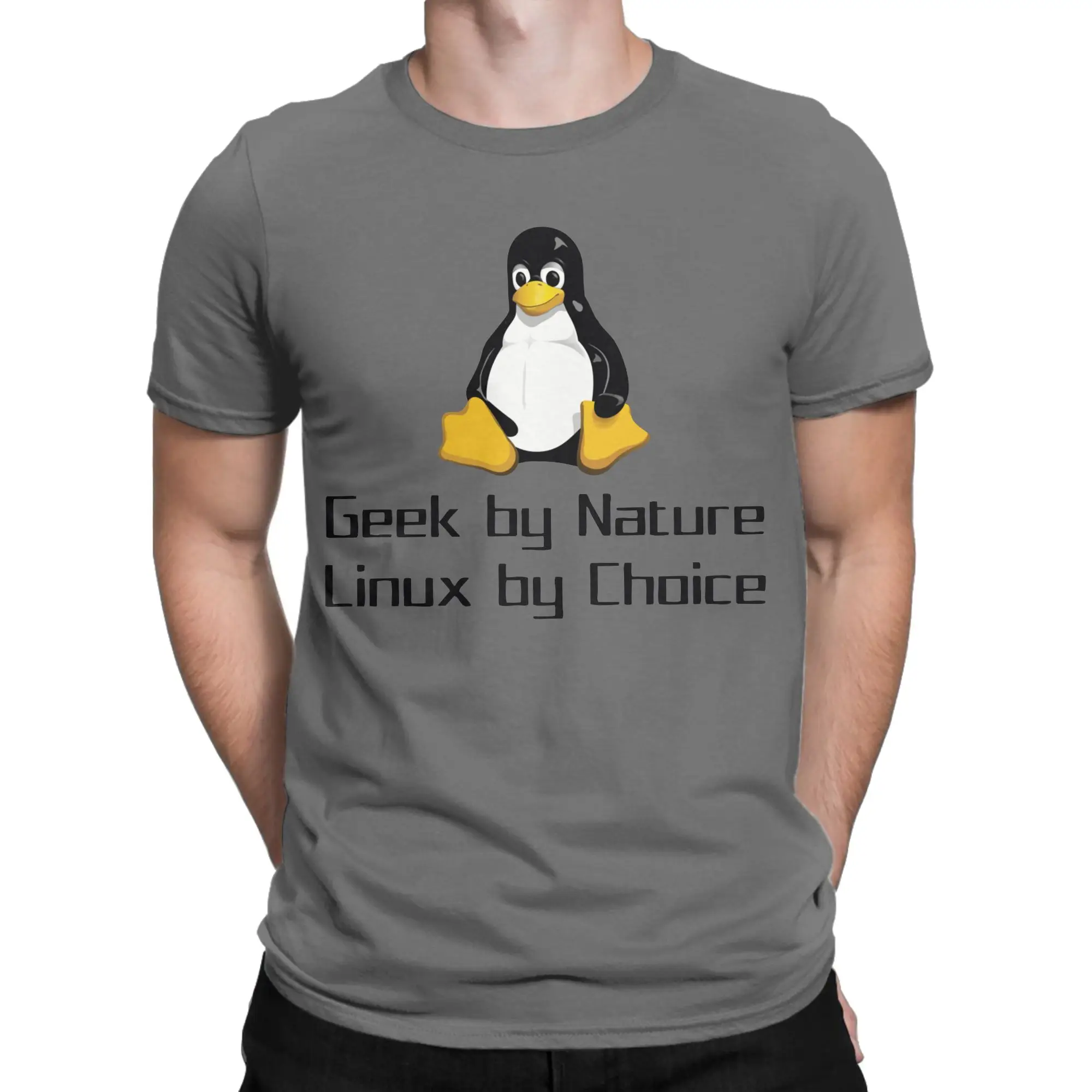 Men Geek Linux By Choice Nerd T Shirts Tux Programmer Computer Developer Pure Cotton Clothes O Neck Tee Shirt Original T-Shirt