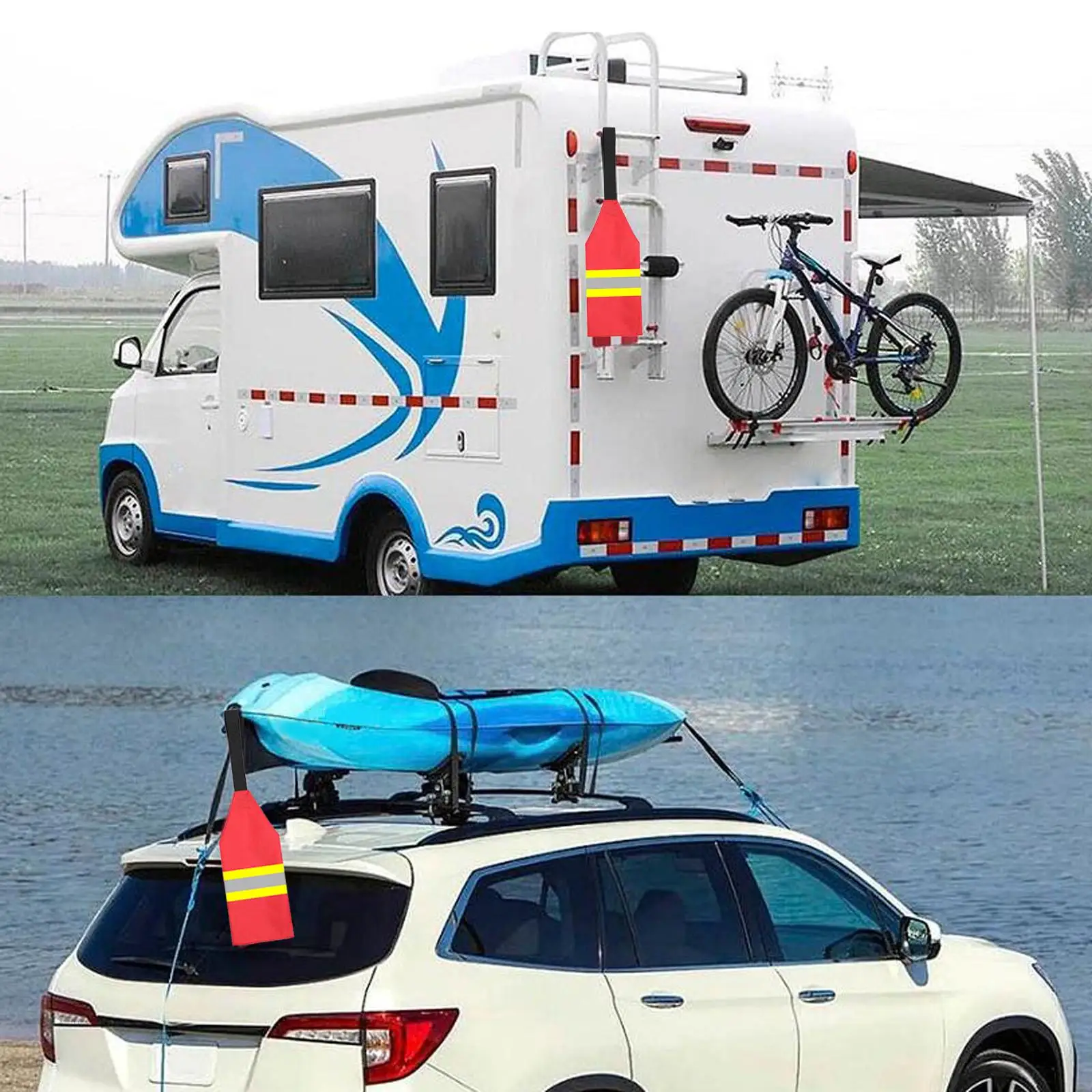 Red Kayaking Flag Foldable Oxford Cloth Warning Sign for Boat Trailer Towing Canoe Safety