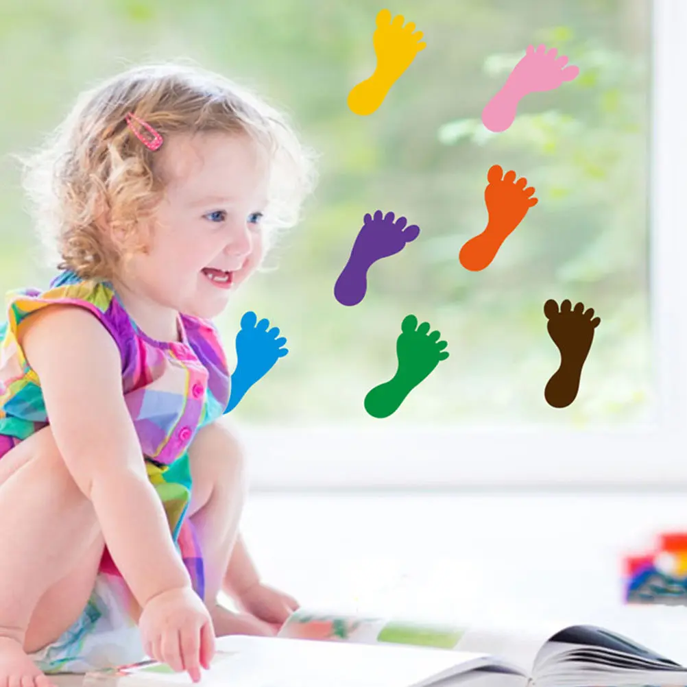 

12Pairs Footmark Stickers Safe Eco-Friendly Foot-Shaped Floor Stickers Non-Slip Waterproof for Bathroom Kindergarten Swimming