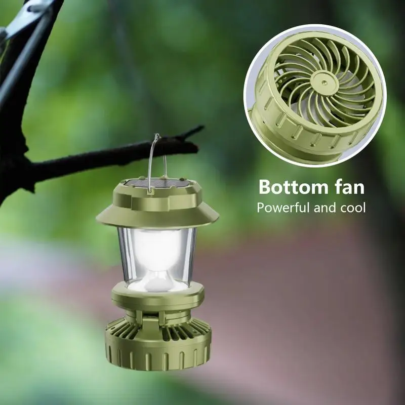 

Solar Camping Lights USB Charging Work Lamp with Fan Foldable Camping Lamp Waterproof LED Light for Garden RV Backyard Hiking