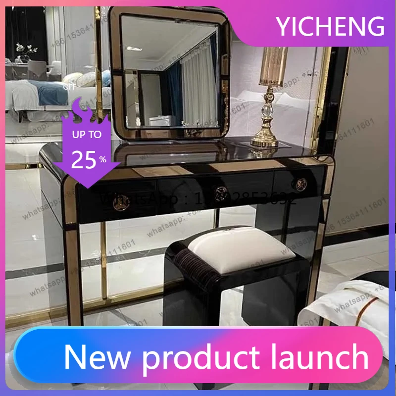 

LYY stool luxury drawers dresser eithe girl black box Women Makeup Dressing Table Storage Bedroom Modern