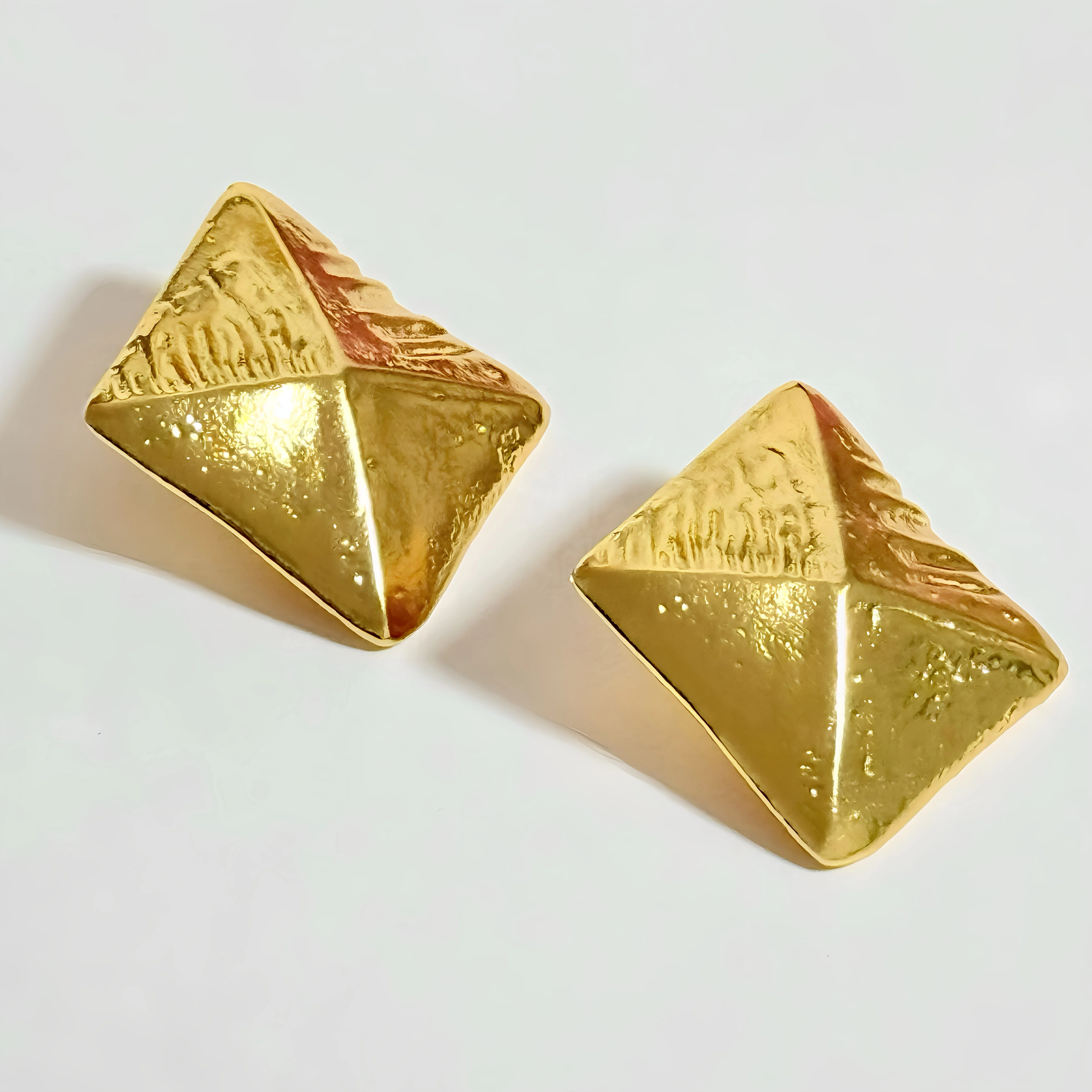 أوروبا أمريكا النحاس مطلية بالذهب هندسية مربع أقراط الأذن كليب امرأة خمر الاتجاه المجوهرات #2