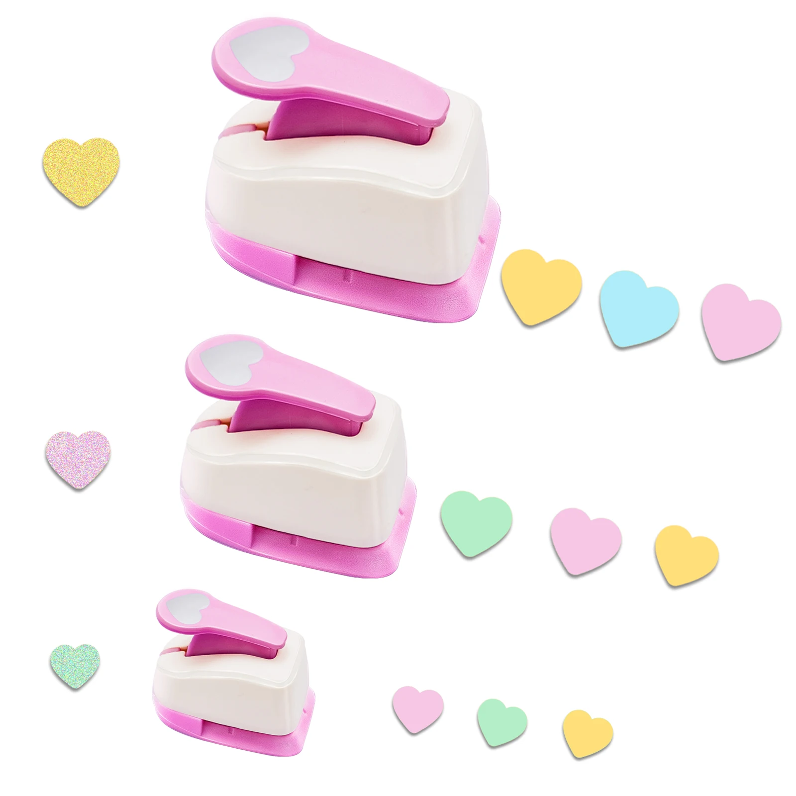 Paper Hole Puncher Cutter Heart Shapes 2 in 50mm 38mm 1 inch 25mm 5/8 inch 16mm 3/8 in 9mm for Paper Crafts Scrapbook cardmaking