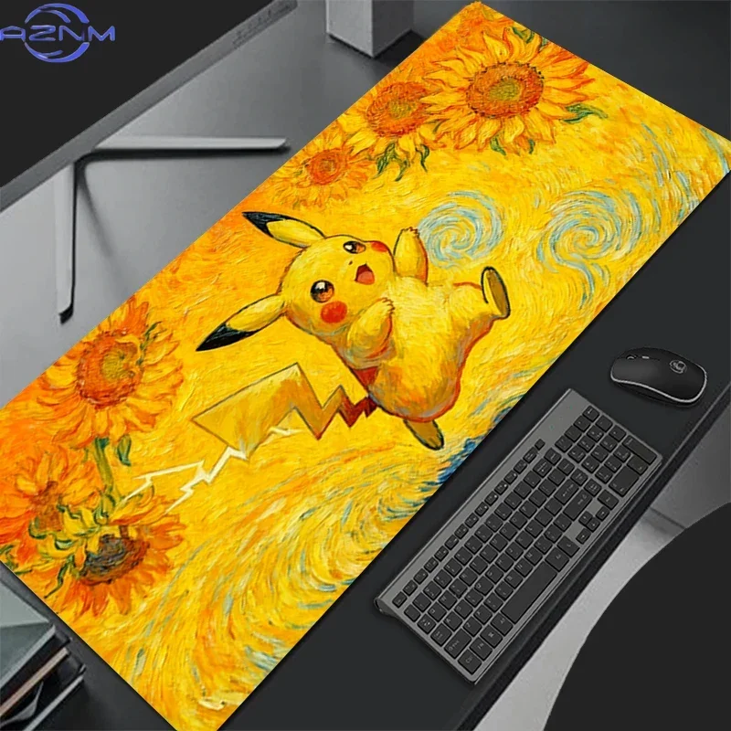 Hot Anime Gengar Pokemon Pikachu Mouse Pad XL Lockedge Large Gaming Accessories Computer Gamer Keyboard Mouse Mat Desk Mousepad