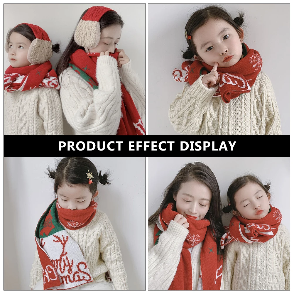 

Christmas Scarf Parent-child Gift Box Kid Gifts Holiday Keep Warm Fleece Cotton for Women Winter