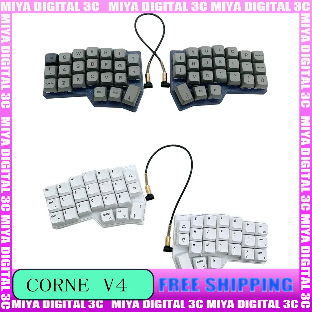 

CORNE V4 Mechanical Keyboard Split Type Ergonomics Hot-swap QMK RGB Wired Gaming Keyboard Fully Rogrammable PC Gamer Office