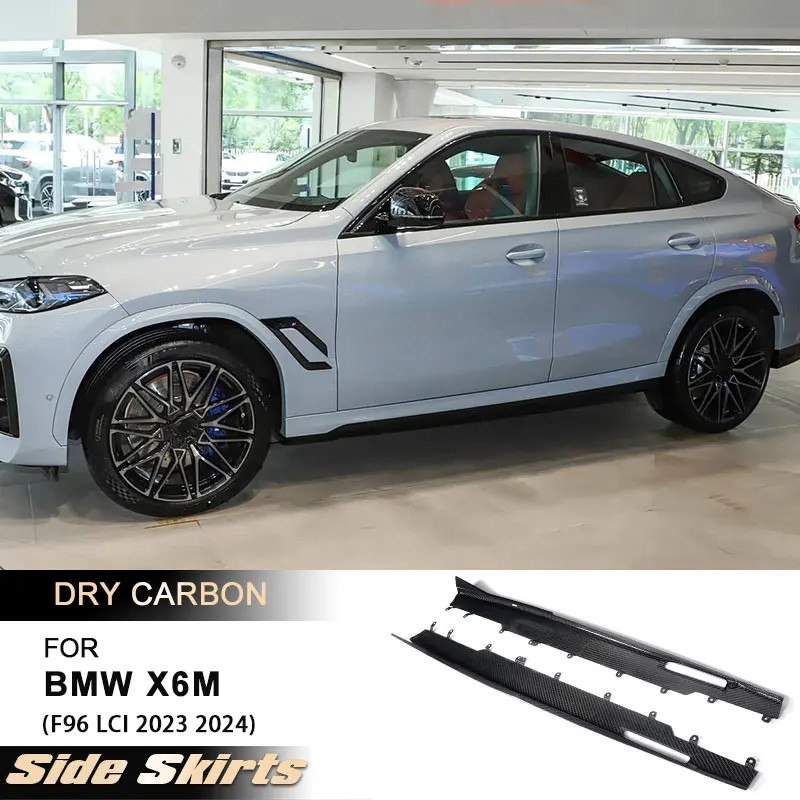 

Удлинители боковых юбок автомобиля для BMW X6M F96 LCI 2023 2024, фартук для гоночных боковых дверей, бампер, спойлер для губ, комплекты кузова Prepreg Dry Carbon