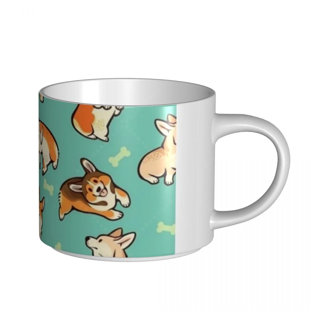 

Керамические кружки большой емкости с милым узором корги, прочные кофейные чашки ручной работы с ручкой