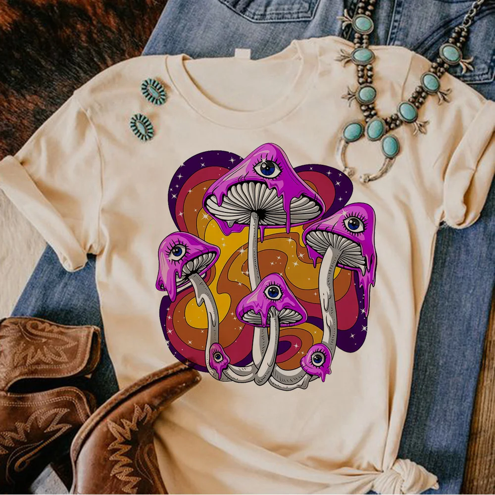 Magic Mushrooms Alien Psychedelic tshirt women comic manga t shirt girl streetwear graphic 2000s clothing