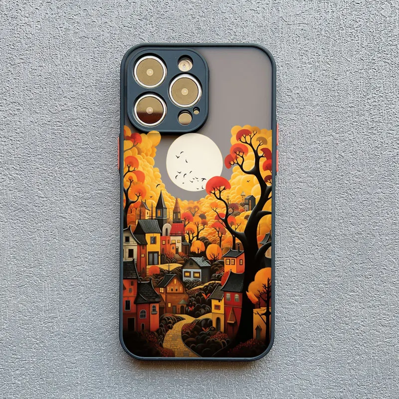 Blätter Herbst Waldhaus Handyhülle für iPhone 17 16 12 13 Mini 11 14 15 Plus Pro Max X XS XR 7 8 Schutzhülle – Detail 10