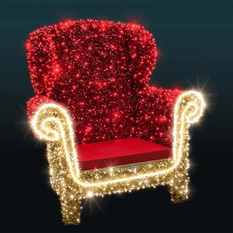 Santa Throne Chairs Red 3d Christmas Motif Decoration For Clause