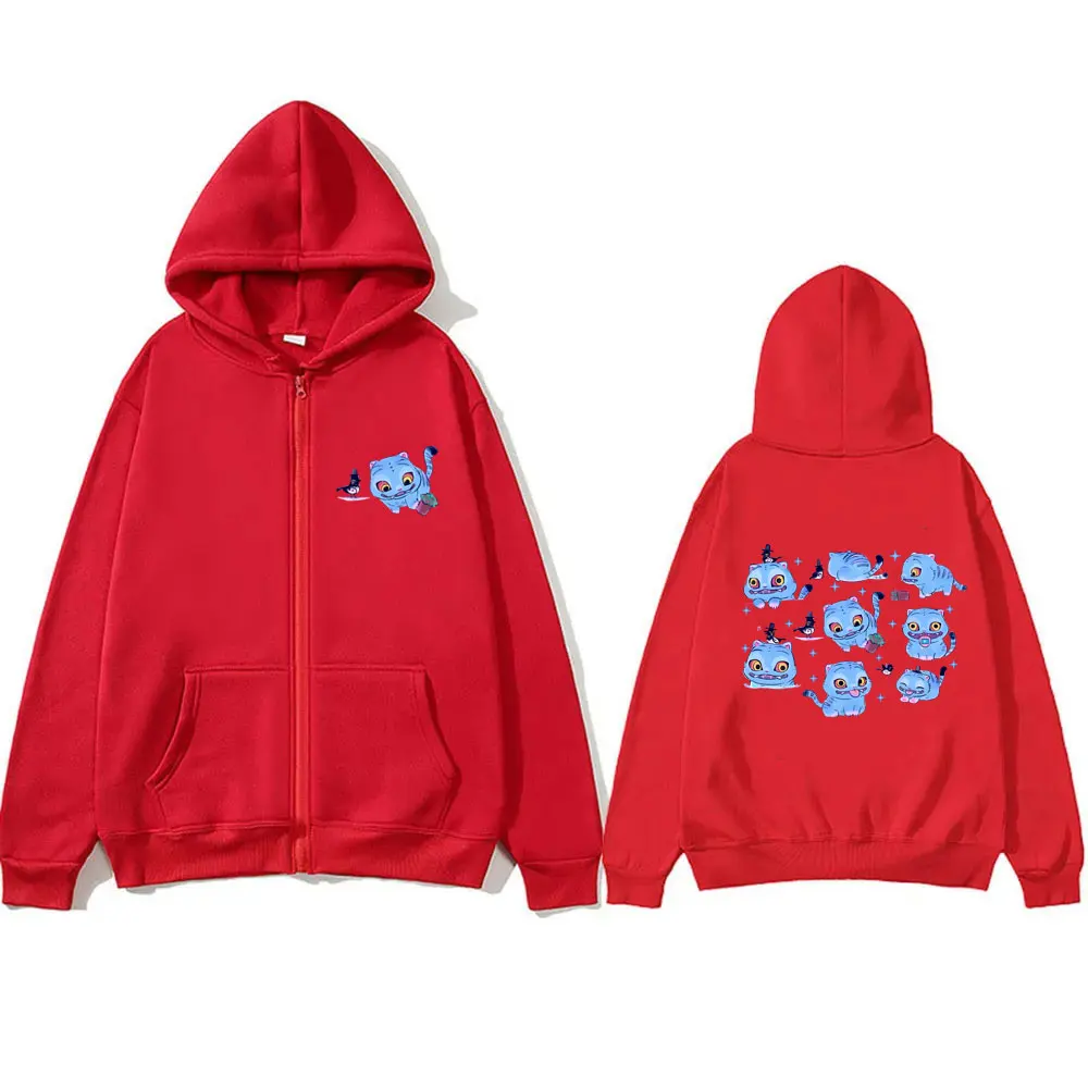 Kpop Demon Hunters Graphic Zipper Hoodie Cute Funny Derpy Tiger Print Jacket Coat Men Women Fashion Cartoon Trend Zip Up Hoodies