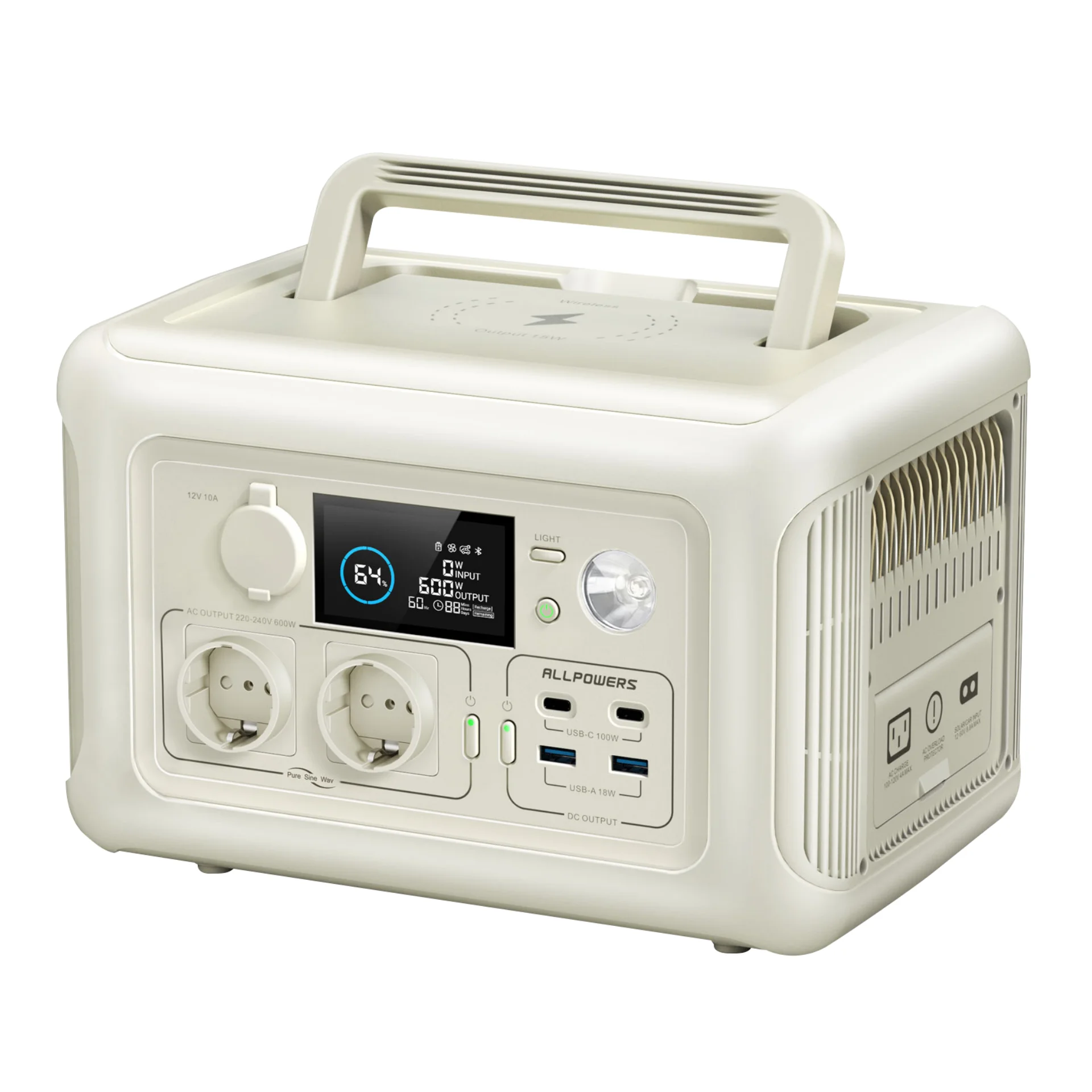 ポータブル電源R600,299wh,600w,電源コンセント付きステーション,家庭