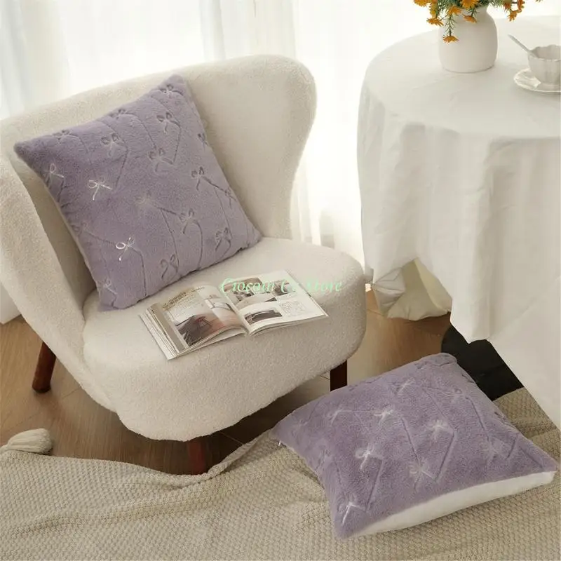X90F Decorative Bowknot Pillow Protectors Soft Polyester Fabric Fast Drying Suitable For Kids Room Guest Bedding