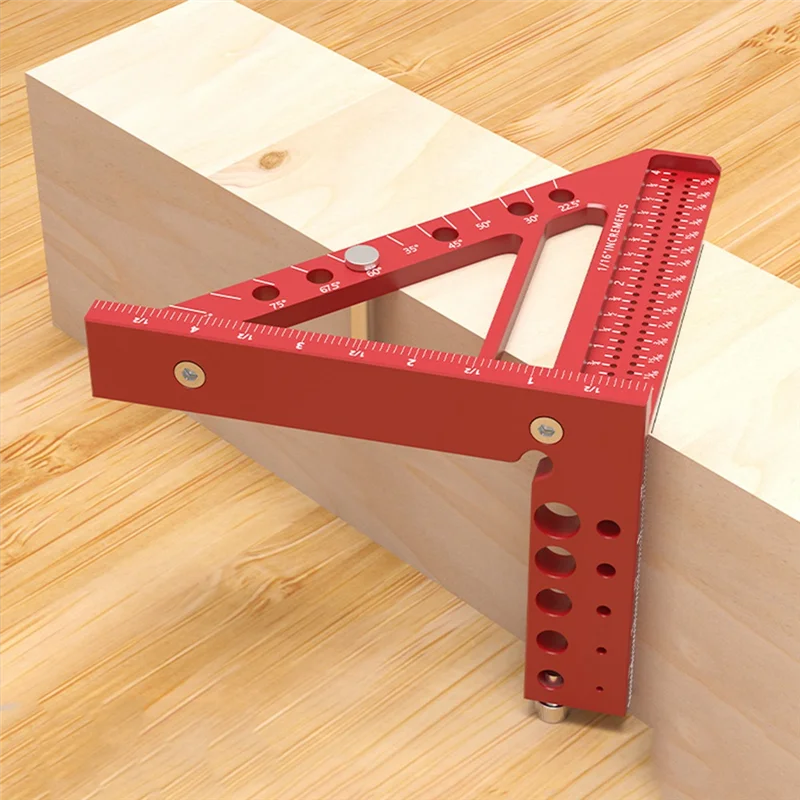 A48I 5-Inch Triangular Hole Ruler Aluminum Alloy Marking Ruler Square Building Frame Tools Woodworking Measuring Ruler