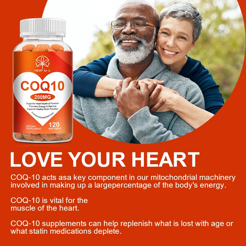 Ultra High Absorption Ubiquinone COQ10 Coenzyme Q10 Blood Vessels & Heart Health Blood Pressure Balance for Old People & Adult