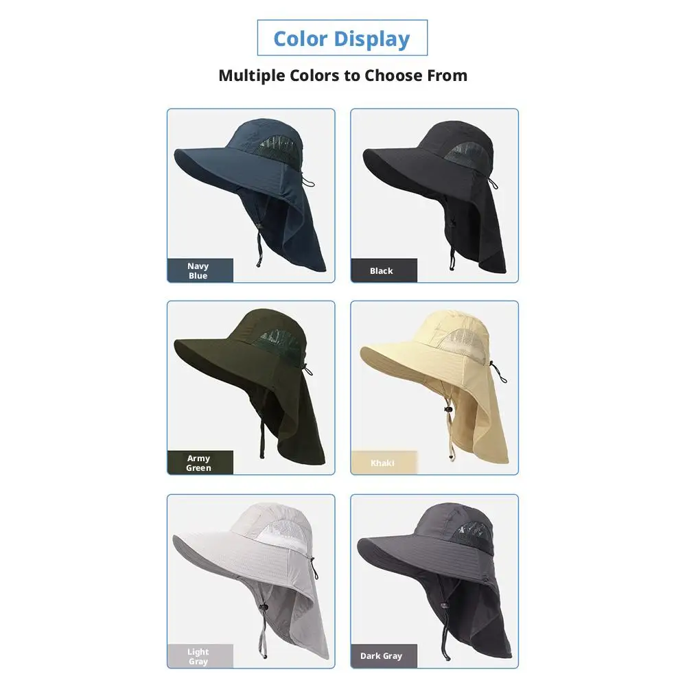 Upgrade Wide Brim Sun Hat With Neck Flap For Men Women Adjustable Outdoor 50+UPF Protection Safari Cap Hiking Fishing Hat - view 4